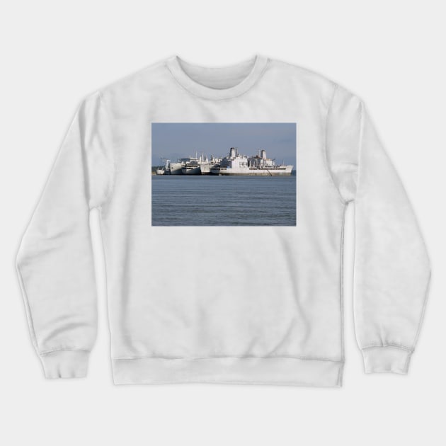 De-activated Navy ships tied up in the Ghost Fleet. Crewneck Sweatshirt by tgass